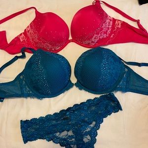 Two, intimate, Victoria’s Secret bras, 36D -bonus pair of underwear (never-worn)